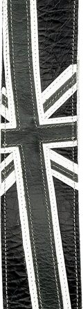 Гітарний ремінь D'Addario Planet Lock для акустичної та електрогітари, чорний сатиновий (Union Jack Black & White)