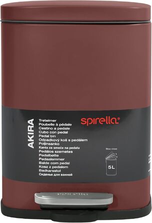 Сміттєвий відер з педаллю Spirella Akira, 5 літрів, сталь, білий (21,5 x 17,5 x 30 см)