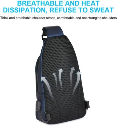 Чоловіча нагрудна сумка через плече, Oxford-тканина, USB-порт для зарядки, водонепроникна, для спорту, роботи, велосипеда, подорожей (Синій #4)
