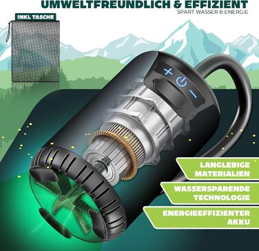 Сонярна душова кабіна KESSER® з насосом та акумулятором 8000mAh. Комплект для кемпінгу: регульована лійка, 2м шланг, пістолет-розпилювач, кріплення. Без бака. Чорний колір