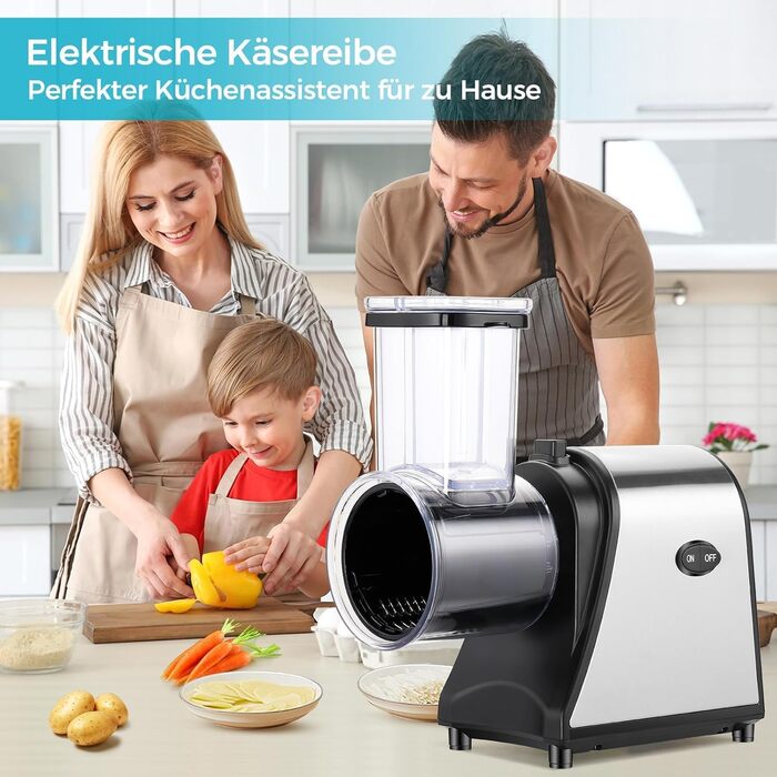 Електричний овочевий слайсер COOCHEER з нержавіючої сталі, тертка для сиру та овочів, багатофункціональний подрібнювач з 5 лезами для картоплі, моркви, цибулі