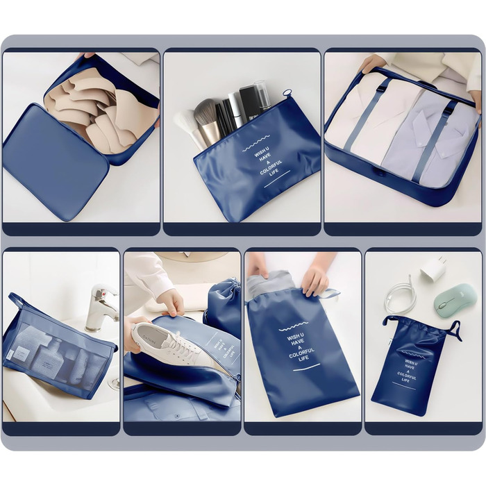 Органайзер для валізи OBSGUMU, набір 9 шт. - Packing Cubes для подорожей, косметичка, валізні органайзери (Marineblau)