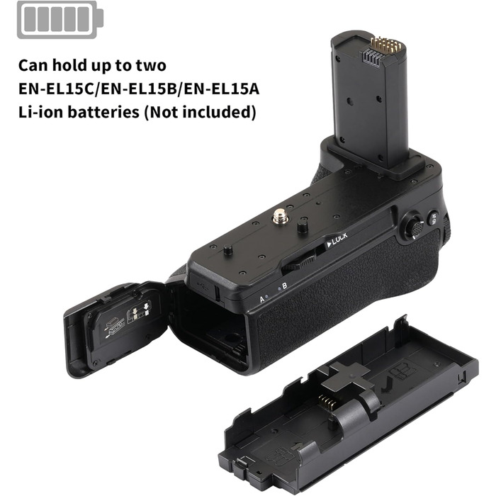 Набір акумуляторів FOTGA для Nikon Z6 III та Z5 II з вертикальним захопленням, сумісний з MB-N14, підтримує 2 EN-EL15C