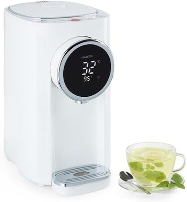 Klarstein Hot Spring Plus Hot Water Dispenser, Water Tank: 5 Liters, Large LCD Display, Temperatures: 45-95 °C, Stainless Steel Water Tank, Dry-Run & Overheat Protection, Child Lock, (White)