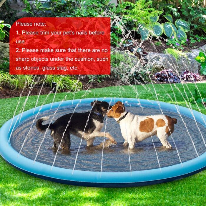 Dog Pool for Dogs, Splash Pool for Pets, 100cm Foldable Sprinkler and Splash Play Mat, Dog Splash Pool, Summer Toy, Spray Cushion Garden Outdoor Portable Sprinkler (M-150cm)