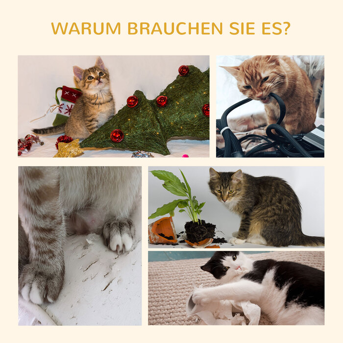 PawHut Драбина для котів, висока, регульована по висоті з когтеточками, стійками для сидіння, гамаком сірого та кремово-білого кольорів для любителів котів
