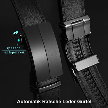 Чоловічий шкіряний ремінь WHIPPY Automatik з пряжкою, ширина 35 мм, чорний, довжина 115 см (підходить для штанів 85-100 см)