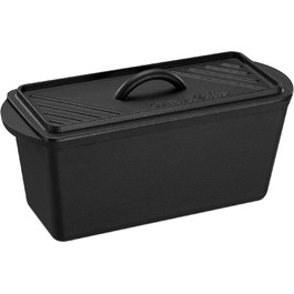Форма для випікання хліба Navaris з чавуну з кришкою 34x13x13 см, прямокутна, з ручкою, для запікання і готування, Dutch Oven