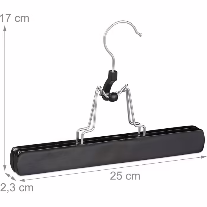 Relaxdays 84 x Trouser Clips Wood, 360° Swivel Hook, Felt Protection, HBT 17 x 25 x 2.3cm, Clothes Hanger for Trousers & Skirts, black