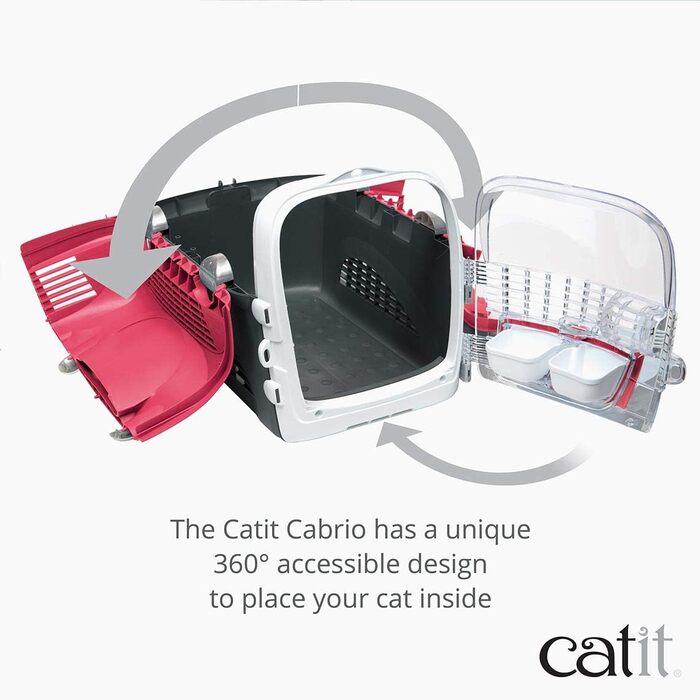Переноска для котів Catit Cabrio, 51 x 33 x 35 см, червоно-сіра