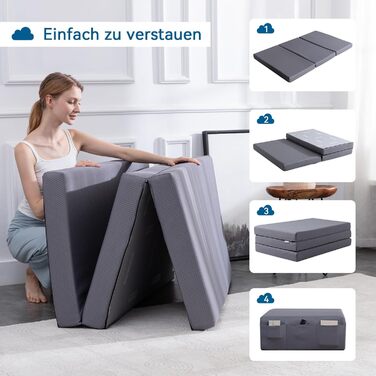 Складаний матрац із пінополіуретану середньої жорсткості Amazon Basics, 75x195x10 см, сірий, з чохлом