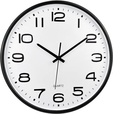 Plumeet 40.6cm Extra Large Wall Clock, Non-Ticking Silent Quartz Decorative Clocks, Modern Style Good for Living Room, Kitchen, Living Room, Bedroom, Office, Large 3D Number Display (White)
