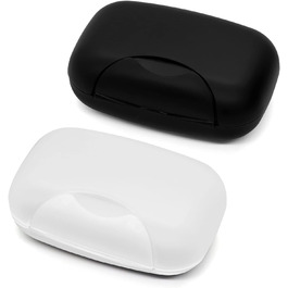 Водонепроникна мильниця для подорожей, пластикова мильниця для твердого мила, мильниця для ванної кімнати (Чорний & Прозорий, 2)