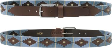 Аргентинський шкіряний ремінь з шнуром та шкіряним браслетом. Вишитий шкіряний ремінь для чоловіків та жінок. Аргентинські ремені (Синьо-бежевий-02, 105)