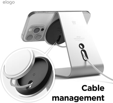 Підставка для зарядки MagSafe Elago MS4 з алюмінію, сумісна з iPhone 17/16/15/14/13/12, підтримка Standby (iOS 17) [Зарядний пристрій не входить] (Срібло)