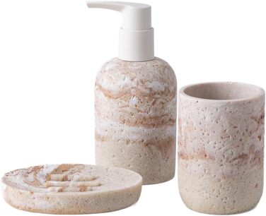 Набір для ванної кімнати 3 шт: дозатор для мила, мильниця та тримач для зубних щіток, білий, з високоякісного харчу, від виробника DREI