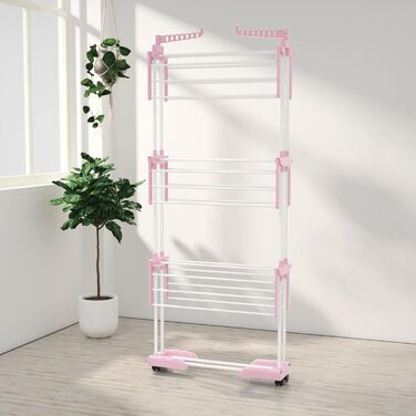 Клатковий сушильник для білизни InnoTic з 4 ярусами та колесами - великий, для дому та вулиці (білий/сірий)