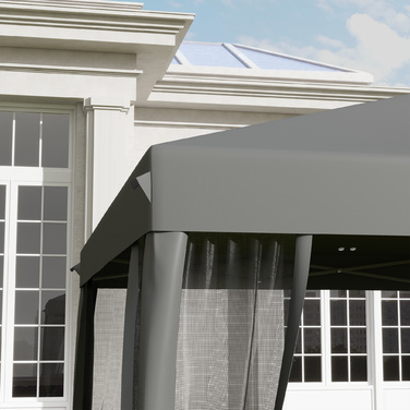 Outsunny Folding Gazebo, Folding Tent 3x3m with Side Walls incl. Carrying Bag Metal and Oxford light grey and black for Garden and Events