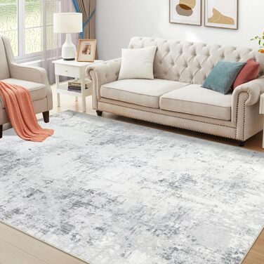 Килим для вітальні 160x230 см, абстрактний, короткий ворс, для спальні, миючий, сучасний, м'який, для дитячої, сірий (160 x 230 см, прямокутний)