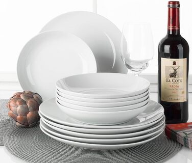 Сервіз столовий 24 штуки (на 12 осіб) - білий, порцеляна