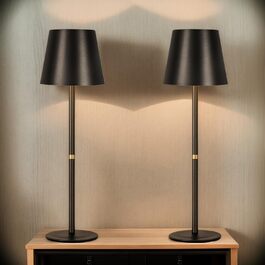 OUTON LED Настільна лампа 2 шт. Бездротова з зарядкою, сенсорне керування, 3 режими, IP54, 30 годин роботи, для дому та відпочинку, чорна