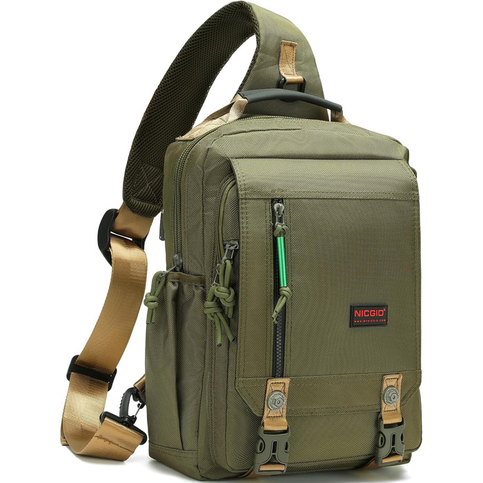 Сумка Nicgid на плече/перехресна, рюкзак для ноутбука 13.3''/14.1'', армійний зелений