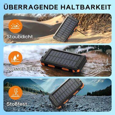 Power Bank Vikeri Solar 26800mAh: Сонячний акумулятор з USB-C, 4 виходами, водонепроникний, для смартфонів, планшетів та іншого