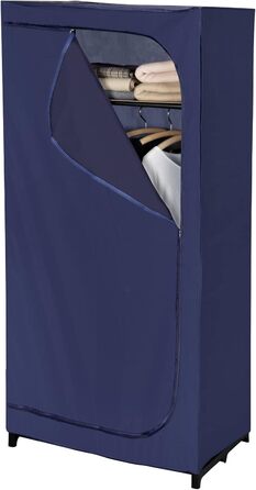 WENKO Business Wardrobe with Shelf and Clothes Rail, Fabric Wardrobe for Dust-Free Storage of Textiles, Metal Frame and Fabric in Durable Polyester Quality, 75 x 160 x 50 cm