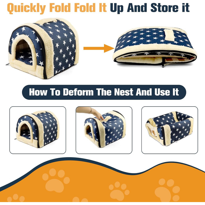 Кіт Хаус Індор, Тепле Гніздо-Печера для Кітів, 2-в-1, Ліжко-Печера для Кітів та Маленьких Собак з Знімним Подушечкою, Прати, 37x32x30 см