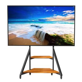 Стійка для телевізора Boden 65-100 дюймів з поличкою, чорна, VESA 800x600, на колесах