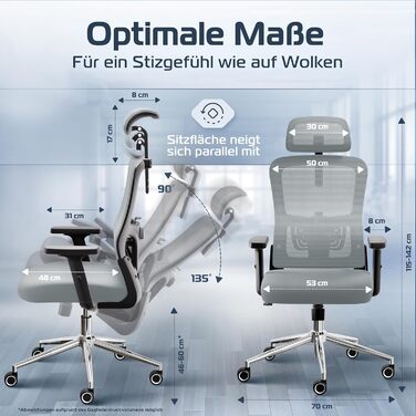 Ергономічне крісло SmartSeat для офісу та дому | Регульоване, 150 кг, для роботи та геймінгу (Антрацит)