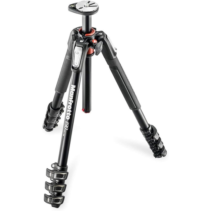 Штатив Manfrotto MT190XPRO4 з кутовою центральною колоною - 4-секційний штатив для DSLR та бездзеркальних камер, чорний/антрацитовий алюміній
