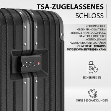 Набір валіз Voyagoux 2 шт. - 39L & 113L, з жорстким корпусом, TSA-замком, ABS, 4 колеса 360°, міцний та легкий, рожеве золото (72L, чорний)