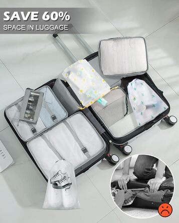 Набір органайзерів для валізи 18 шт, водонепроникні Packing Cubes, сірий - багатофункціональні тревел-органайзери для подорожей з чохлами для одягу