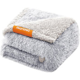 Feandrea Sherpa Dog Blanket - Waterproof & Long Plush - for Small & Medium Dogs & Cats - 127 x 102 cm - Ombré Gray