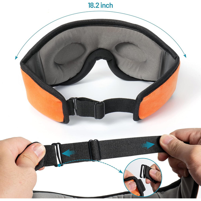 Маска для сну з Bluetooth-навушниками Boodlab 3D, бездротові, миючіся, для сну, медитації, подорожей, помаранчевий колір