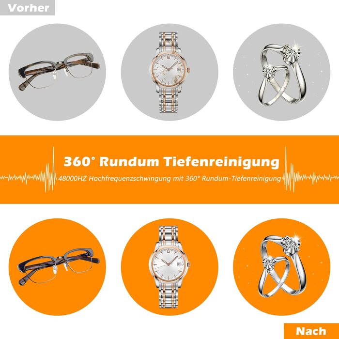 Ультразвукова мийка KECOOLKE для прикрас, ювелірних виробів, монет та годинників з цифровим таймером