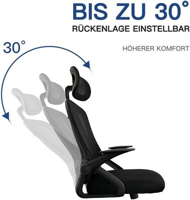 Ергономічне крісло для офісу: регульовані підлокітники, 3D-підголовник та поперекова підтримка, функція гойдання та нахилу (білий та чорний)