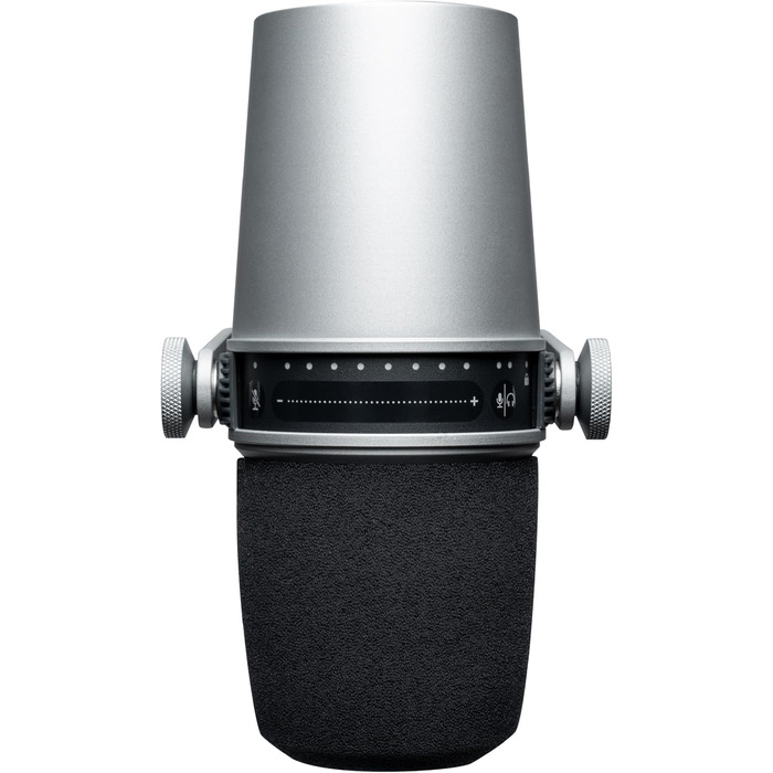 Мікрофон Shure MV7+ для подкастів, стрімінгу та запису - білий (срібний). USB/XLR, LED-сенсор, автоматичне регулювання рівня звуку, цифровий поп-фільтр