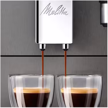 Melitta Avanza - Fully Automatic Coffee Machine with Milk System, Coffee Machine with Grinder and Extra-Large Water Tank (1.5 l) for e.g. Cappuccino or Espresso, mystic titan Mystic Titan Fully Automatic Coffee Machine