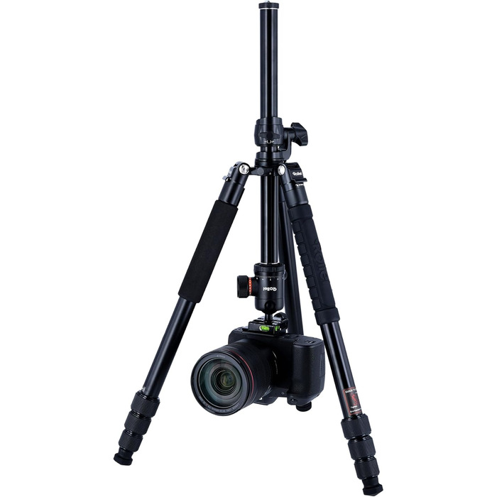 Алюмінієвий штатив-трипод Rollei C5I MAKRO PRO з 3D-кульковим головним, моноподом, тримачем для смартфона та поворотною центральною колоною 90°, чорний