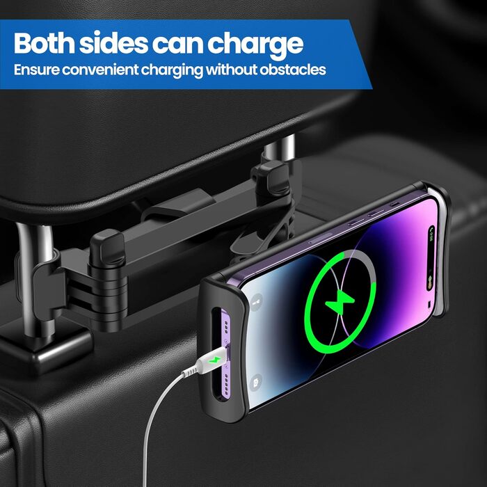 Тримач для планшета в авто, універсальний, 360° обертання, для iPad, Switch, Samsung Tab, смартфонів 4.7-13 дюймів, чорний