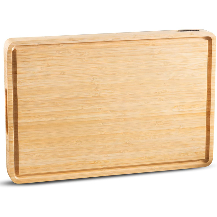 Дерев'яний обробний дощечок Stirnholz 45x30 см з бамбука, преміум-якість, з канавкою для соку, антиковзні ніжки, в подарунковій коробці