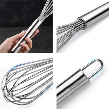 Whisk, Bold, Thick, Stainless Steel, Non-Stick, Used for Whisking Eggs and Cream, Home and Commercial Use (Size: 33×6cm)