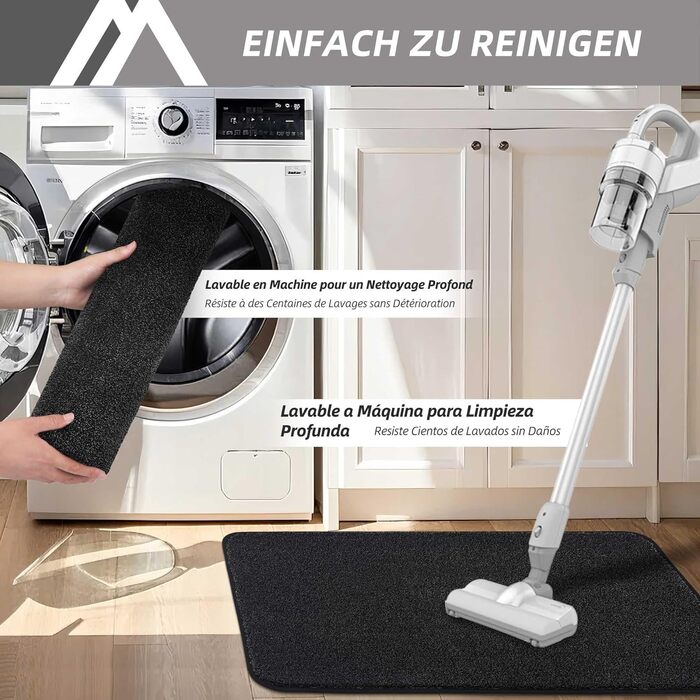 Килимок для входу COSY HOMEER 50x80 см, чорний - м'який, вологопоглинаючий, антиковзкий, для кухні, коридору, приміщення