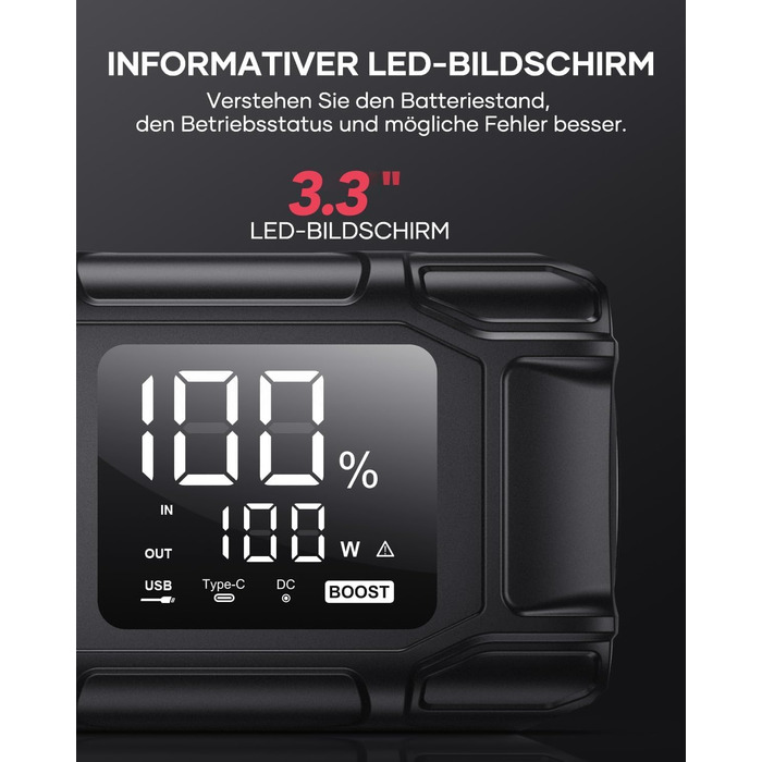 Powerbank Flylinktech 8000A для авто: 26800mAh, 8000A, PD65W, Jump Starter для бензинових та дизельних двигунів (до 12.0L)