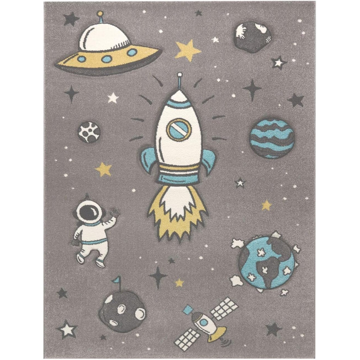 Дитячий килим TT Home Джунглі Зоо Тварини Жираф Змія Лев Мавпа Зелений 140x200 см (Круглий 160 см, Сірий (Космос))