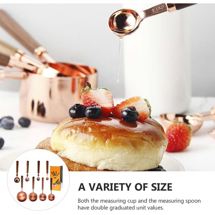 Cieeo 2-piece baking tool set, measuring cups, the cook, liquids, measuring cup, measuring spoon, measuring spoons, flour, kitchenware, measuring spoons, baking, measuring spoons and cup, stainless steel, golden.