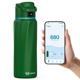 Пляшка для води BOOST Smart з нагадуванням та трекером, 946 мл, нержавіюча сталь, вакуумна ізоляція, зелений смарагд, BPA-Free, широка горловина для школи, спортзалу, офісу, ідеальний подарунок на День Матері