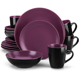 Набір посуду Vancasso BACCHE 16-частинний, кераміка, для 4 осіб, стиль Vintage, колір Ягода